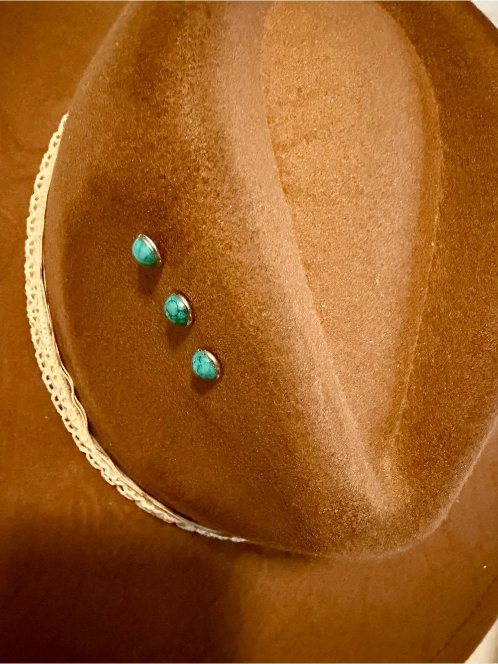 Brown Women's Felt Western Hat with Turquoise Accents